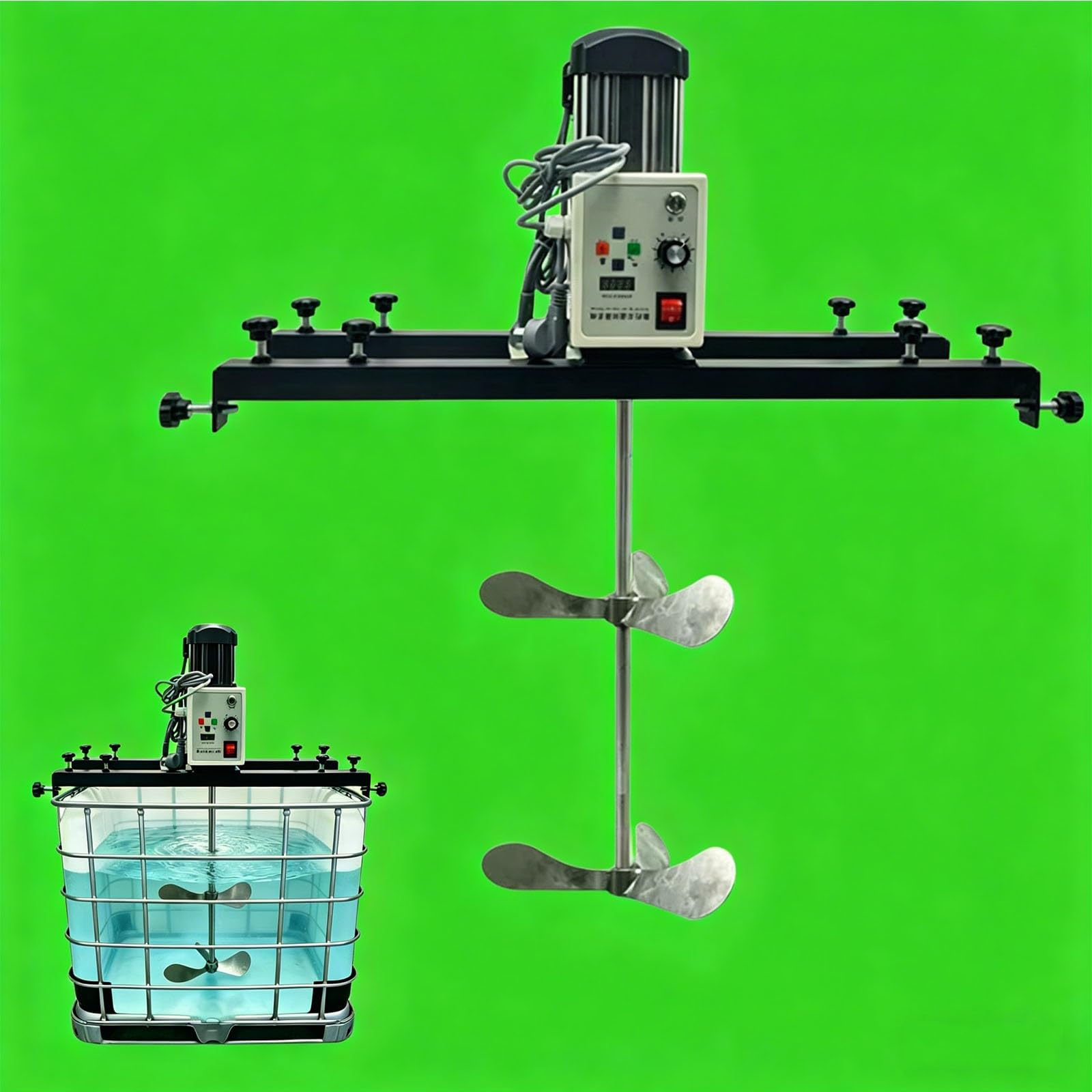 Agitatore elettrico per serbatoi IBC, miscelatore professionale con supporto e regolazione della velocità (200-3000 giri/min), per mescolare vernici, rivestimenti, colla, potenza 2100W(B)