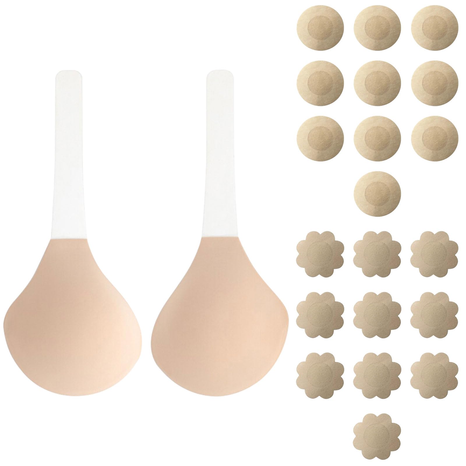 Infinizer Women's Skin Sticky Bra Pasties Nipple Covers With Lift Invisible Stick On Bra For Reusable Strapless Bra For Backless Dresses Wedding Deep V Clothes (, C)
