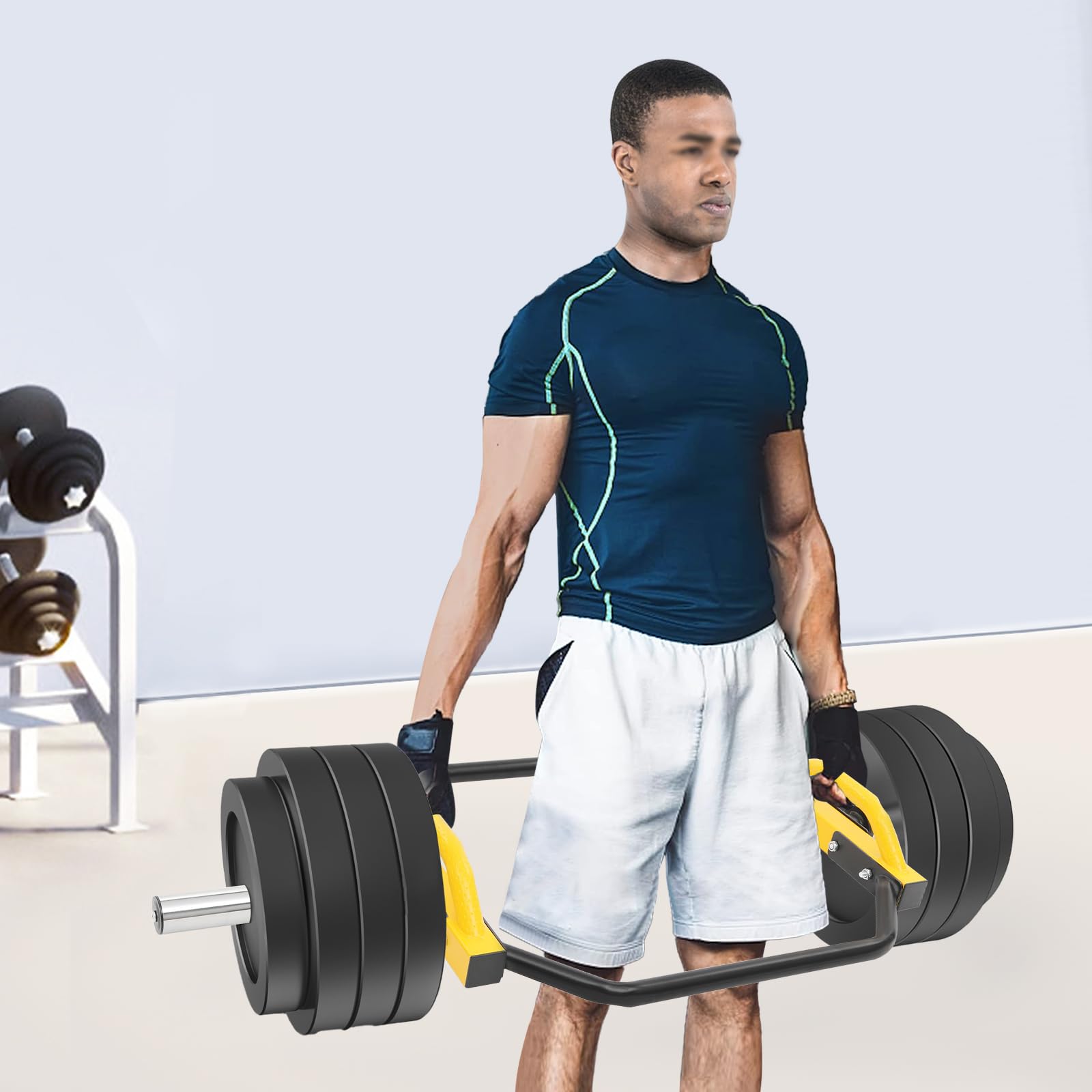 Hex Olympic Trap Bar, bilanciere bilanciere con 2 morsetti a molla, polsini esagonali fino a 150 kg, per palestra, casa, lavoro