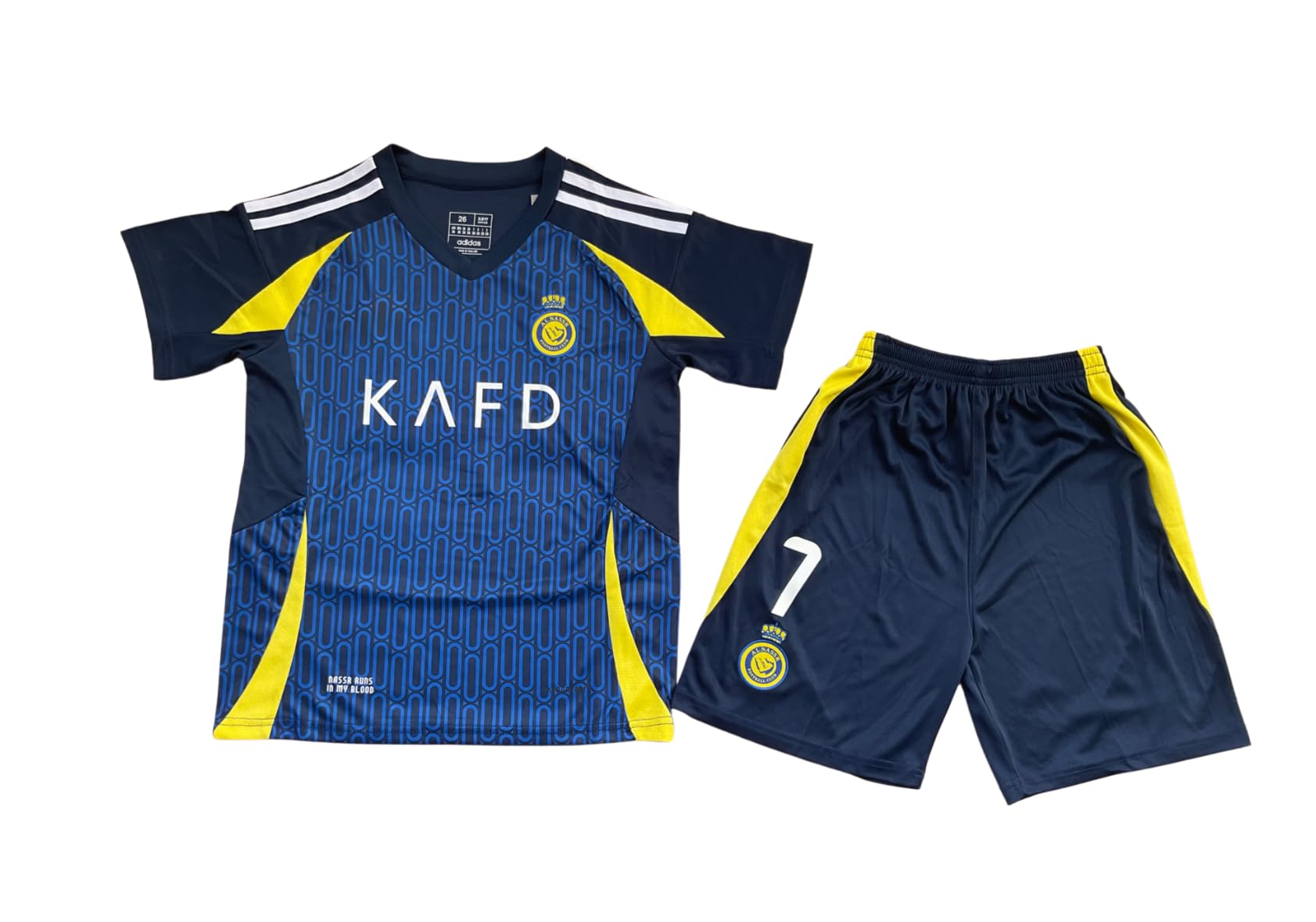 PlayWaveAl Nassr 2024/25 Away Football Kit | Ronaldo #7 Jersey | Kids Football Kit with Matching Shorts | PlayWave