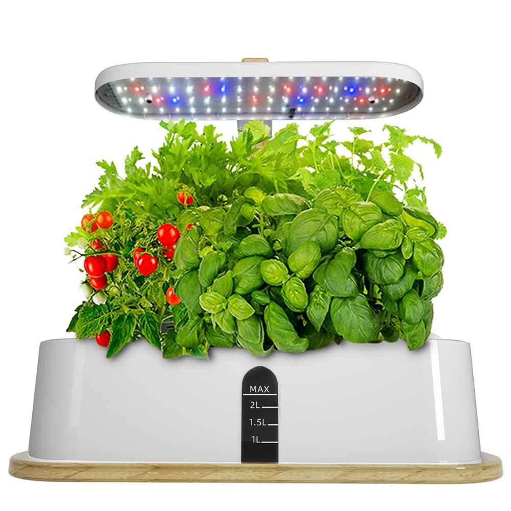 Sistema de cultivo hidropónico Kit de jardín de hierbas para interiores de 9 cápsulas con luz de crecimiento LED de 15 W Temporizador automático Kits de germinación Maceta de jardín inteligente ajusta