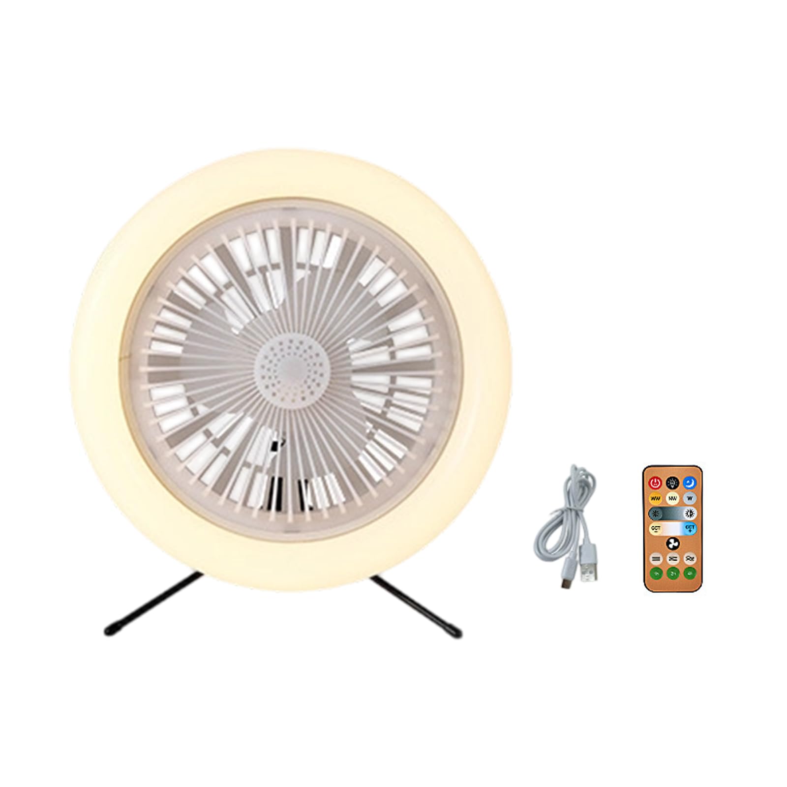 30W USB Rechargeable Ceiling Fan Light with Remote Control 3 Speed Setting and 5400mAh Battery for Indoor Outdoor Use USB Rechargeable Ceiling Fan