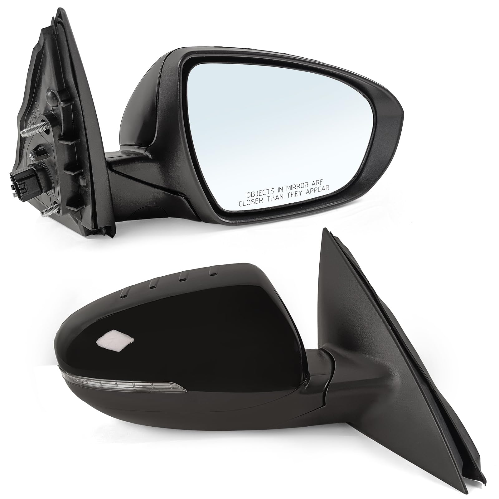 Right Passenger Side Mirror Assembly Fits 2014 2015 KIA Optima with Power Glass Heated Turn Signal and Manual Folding Match to Black Replace KI1321175 (6 Pins)