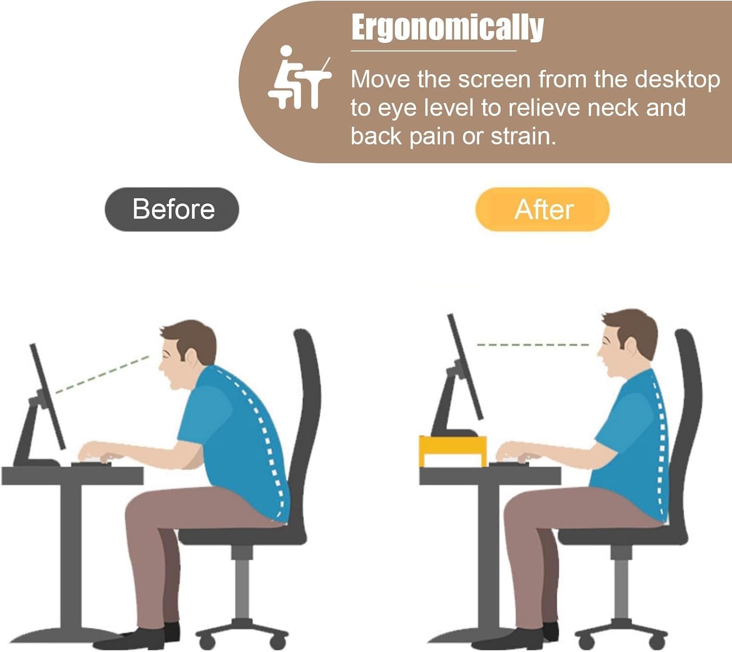 Supporto per Monitor Angolare in bambù, Alzata Ergonomica per Schermo Triangolare da Scrivania con 2 Livelli di Archiviazione, Ripiano Organizer da Tavolo Ad Alta capacità di Cari, Walnut