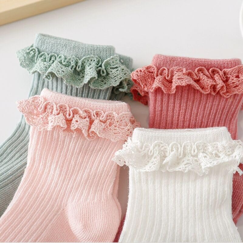 Baby Girl Toddlers Socks with Non-slip Grip Cute Frilly Ruffle Ankle Soft Cotton Newborn Baby Socks for Infant Kids - Image 2