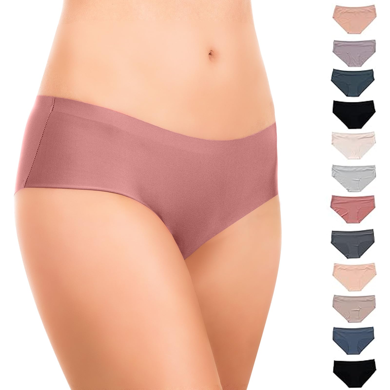 Alyce Ives IntimatesSeamless Bikini Underwear for Women, 12 Pack No Show Panties, Laser Cut, Invisible under Yoga Pants
