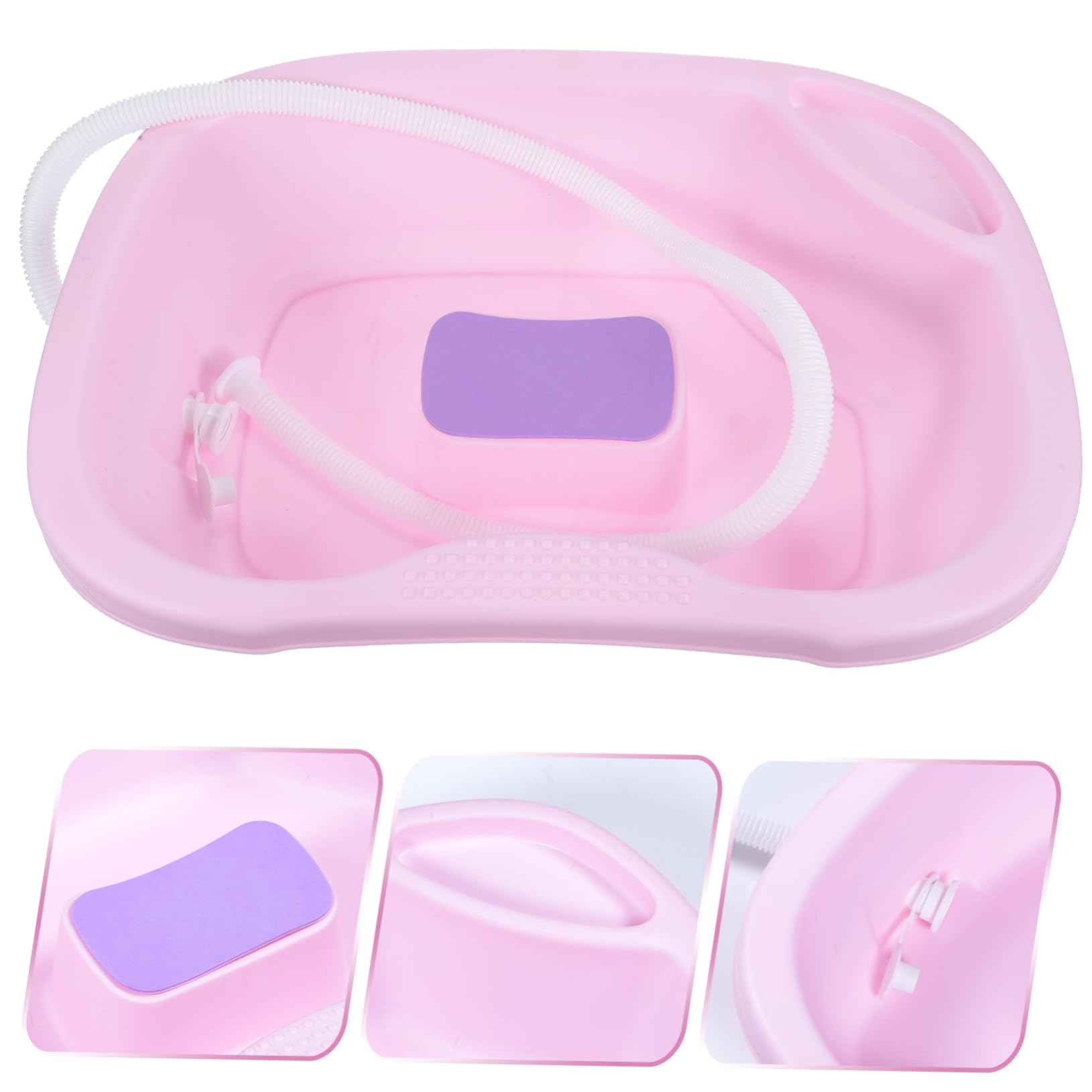 Lavatesta Portatile in Plastica Pp per Anziani e Donne Incinte, Bacinella Shampoo da Letto Supporto per Capo, Collo e Spalle, Comoda per Pazienti Allettati