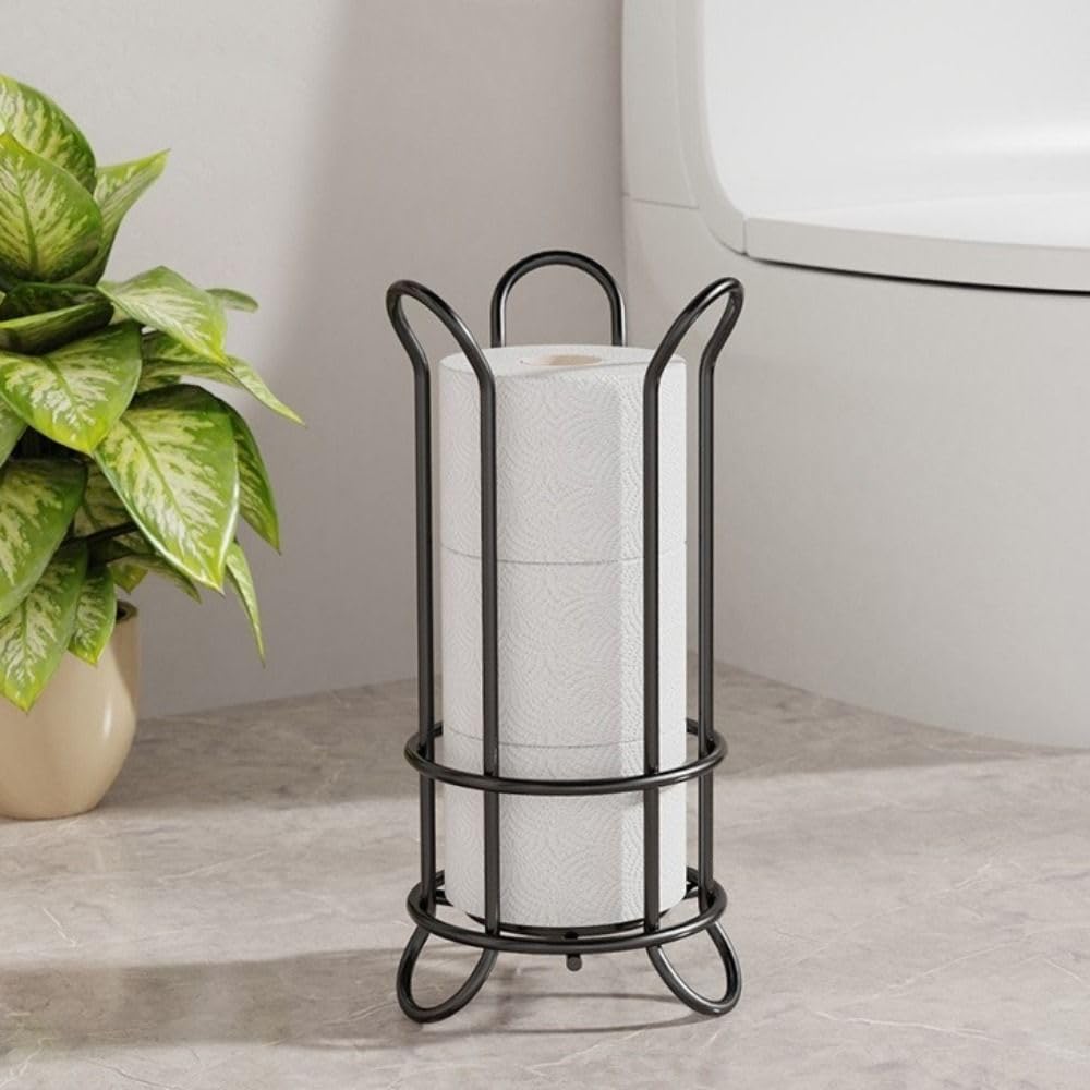 Portarotolo di carta igienica in piedi, stile minimalista, moderno supporto per tovaglioli in ferro (argento)