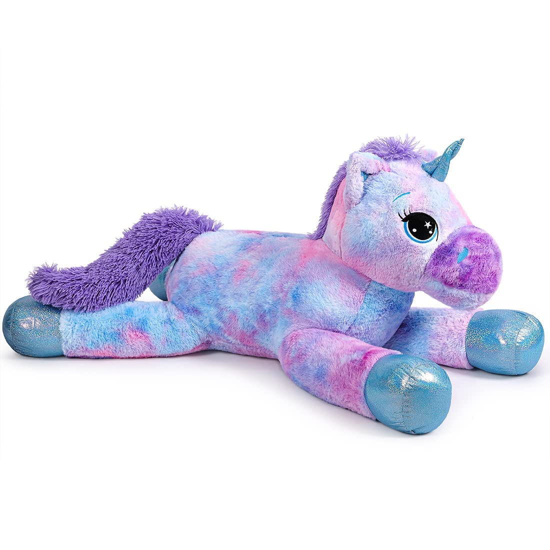 Unicornio Gigante Juguetes Peluche Grande Arcoíris Púrpura Unicornio Animales de Peluche （Azul,80CM