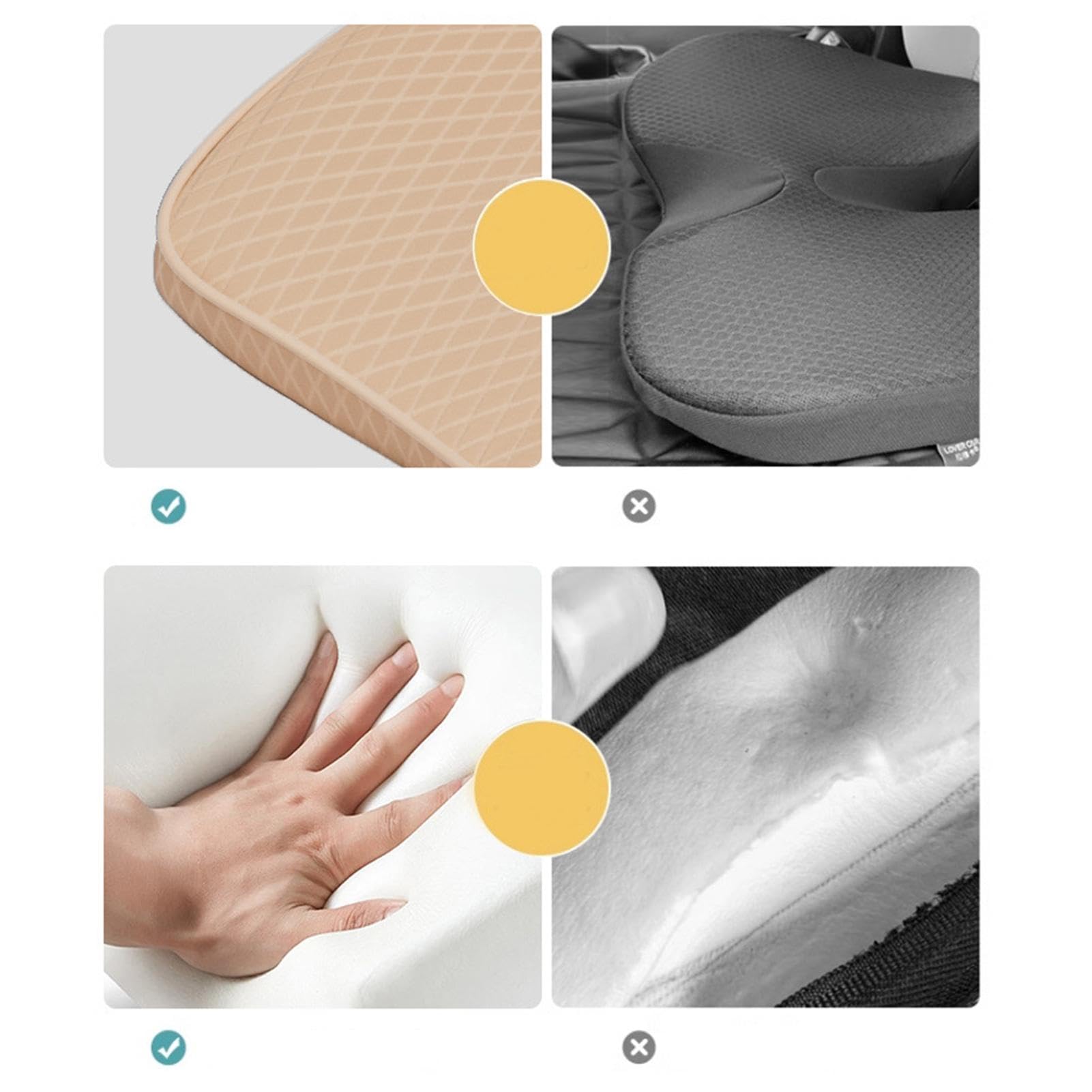 Cuscino per auto per altezza – Cuscino ergonomico a cuneo, cuscino per sedile auto portatile, cuscino per sedile spesso traspirante, comodo accessorio per auto per la guida