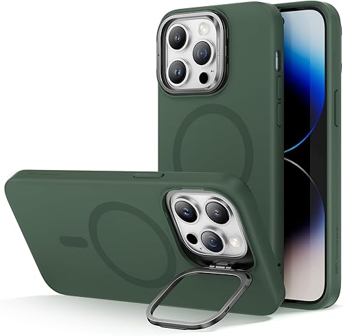 Vista 765 de ESR - Funda para iPhone 15 compatible con MagSafe, funda protectora de grado militar con soporte integrado, cubierta trasera resistente a