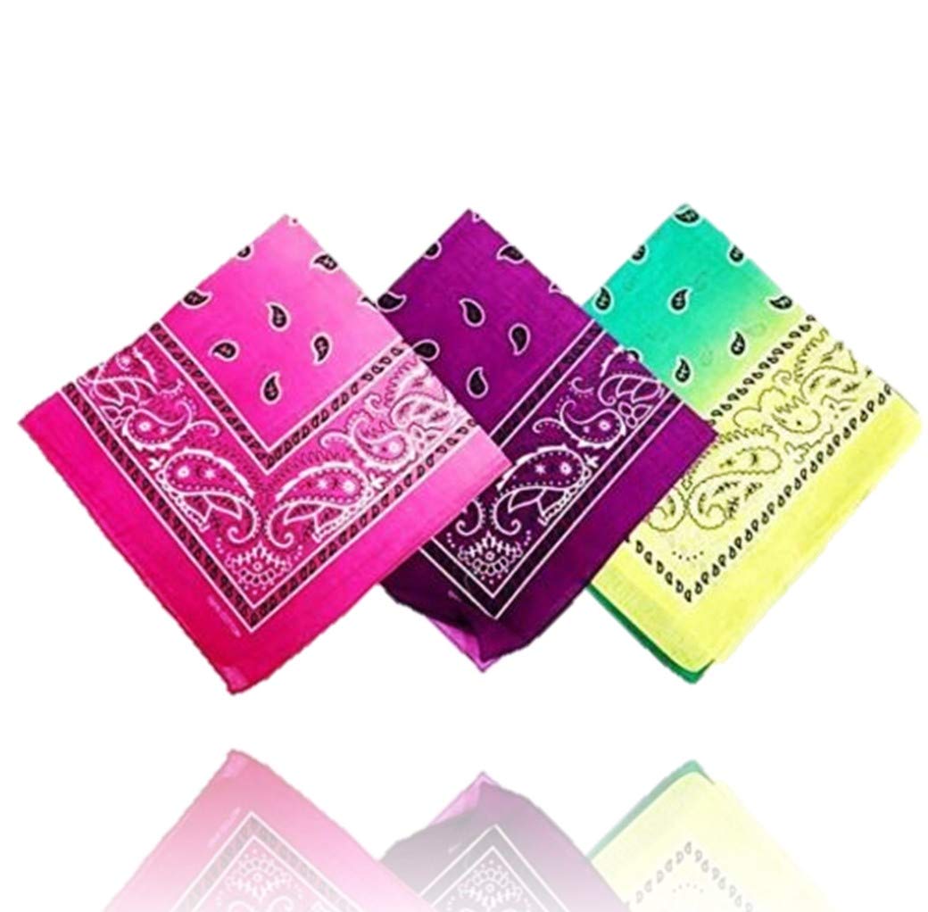 Stylex Party 3 Pack of Bright Bandana Tie Dye Dip Dye Cute Headband Balaclava Paisley Bandana Multifunctional Mask