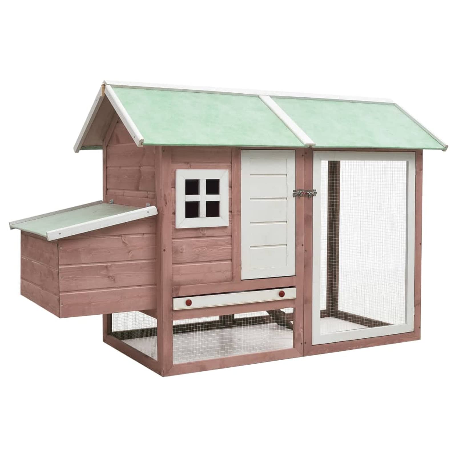 Homgoday Jaula para pollo, 170 x 81 x 110 cm, madera maciza de pino y abeto, gallinero y corral, gallinero, jaula de aves de corral para gallinas, patos, conejos, perros, jaula de aves de corral
