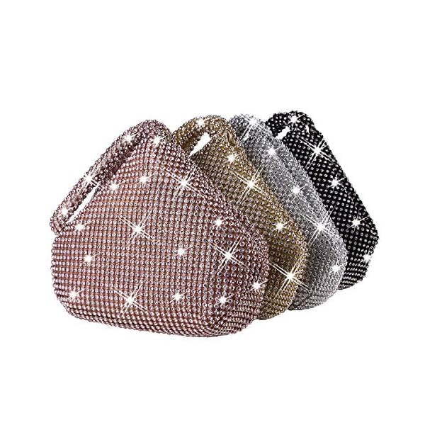 Crownguide Women's Vintage Evening Bags Clutches Bling Beaded Wedding Party Gowns Formal Prom Purses Handbags With Wristlet Black - Image 8