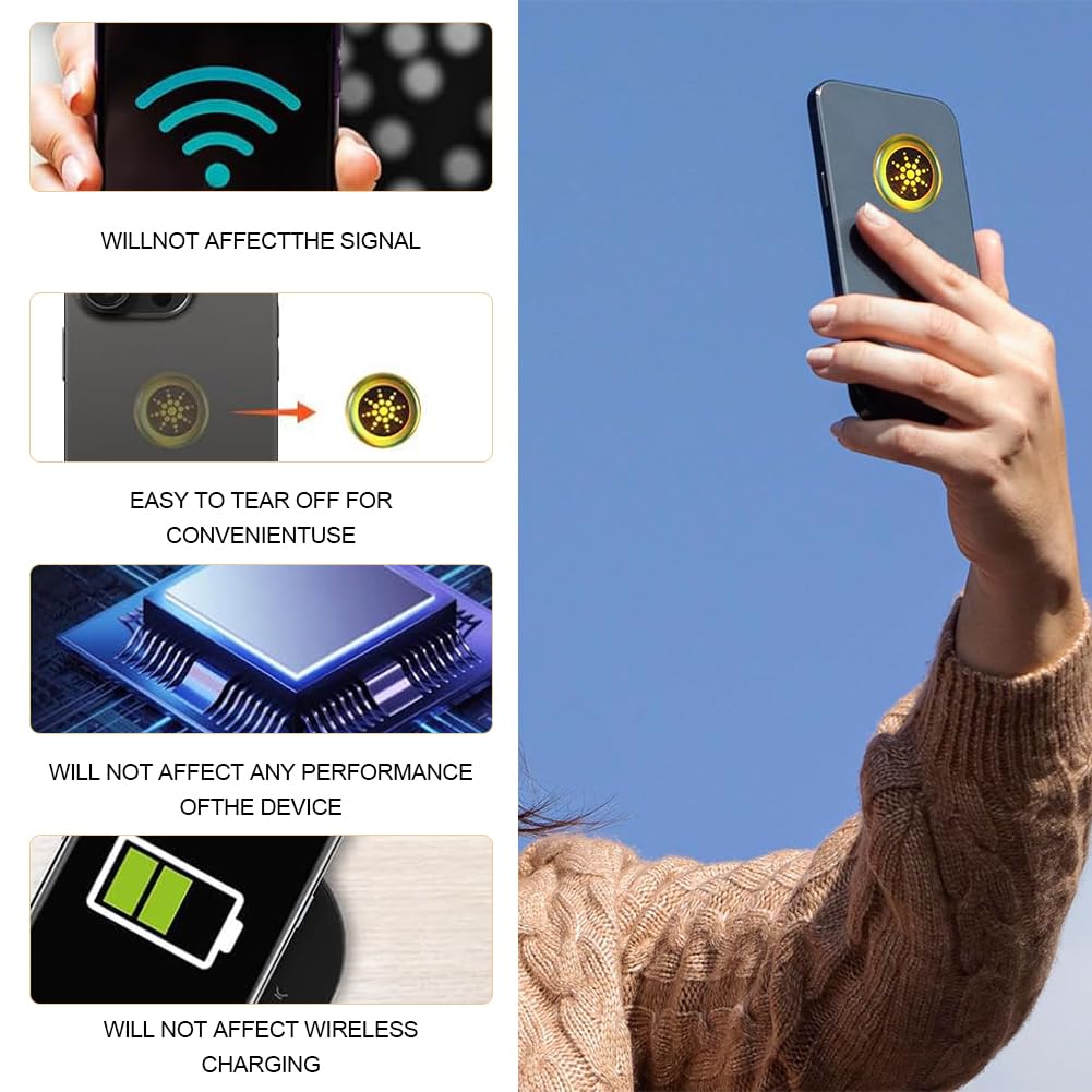 KARELLS Strahlenschutz Handy Aufkleber,6 Stück Anti-Strahlungs-Aufkleber,Anti-Strahlenschutz-Aufkleber,für Mobile Smartphones,Elektronische Produkte,Tablet,Laptop,WiFi,Computer,Radio,TV(Gold)