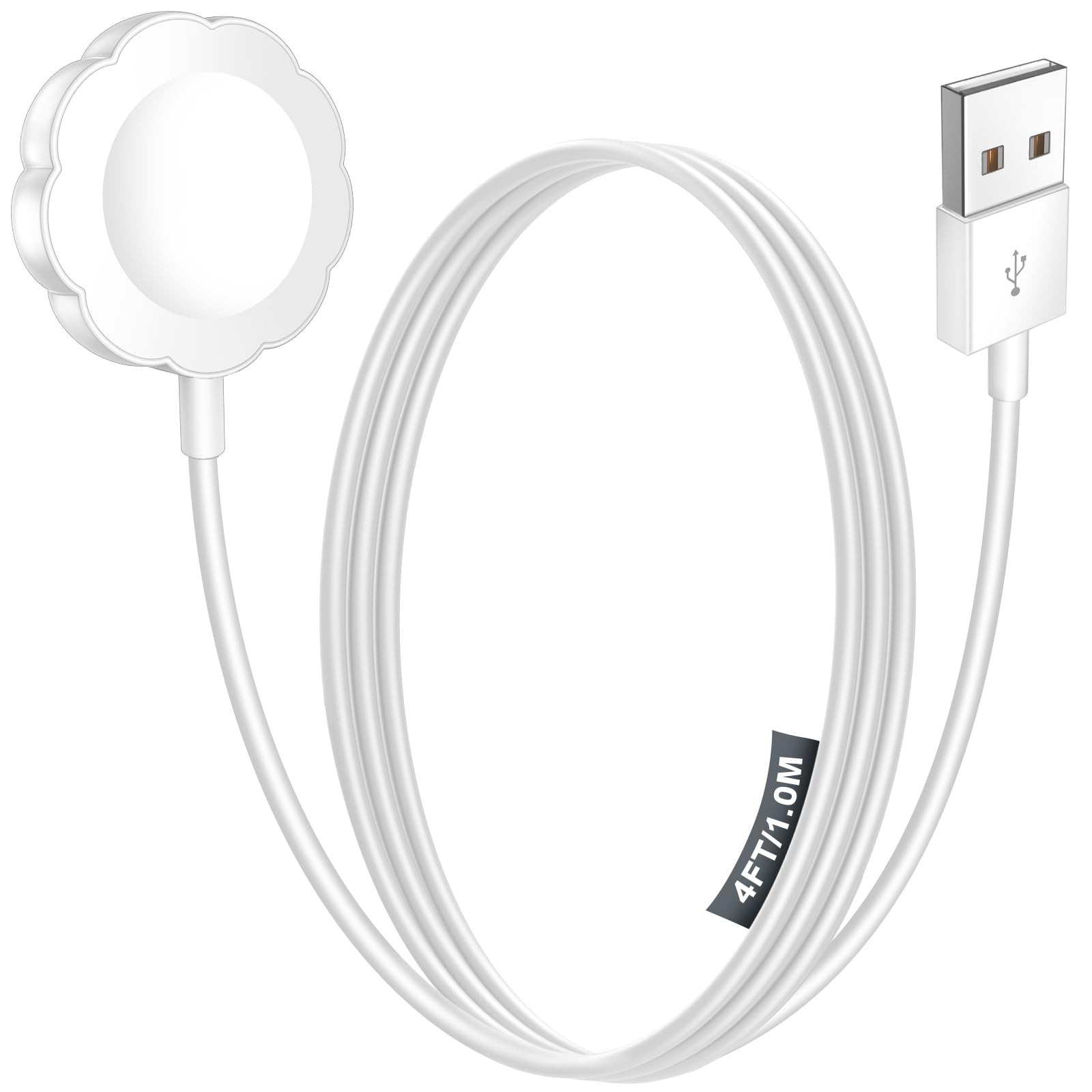 Travel Essentials,for Apple Watch Charger,Magnetic Fast Charging Cable Portable Wireless iWatch Charger Cable Compatible with iWatch Series Ultra//9/8/7/6/SE/SE2/5/4/3/2/1-[1.65FT],White