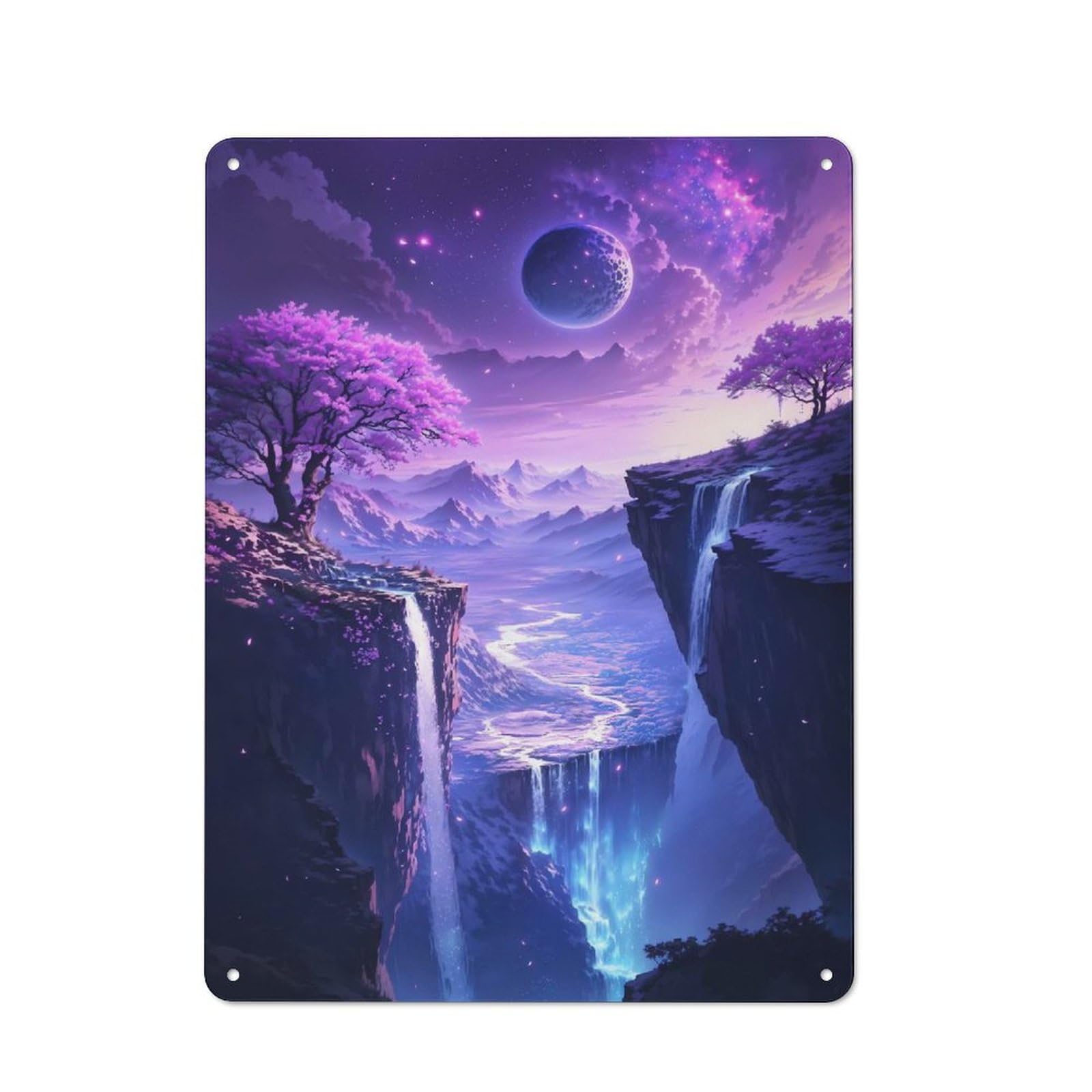 Junmoney Style-21 Bistro Style Celestial Cherry Blossoms Cascade Tin Wall Sign 40X30cm, Shop Wall Decor For Takeaway, Bar, Kitchen Or Counter Area