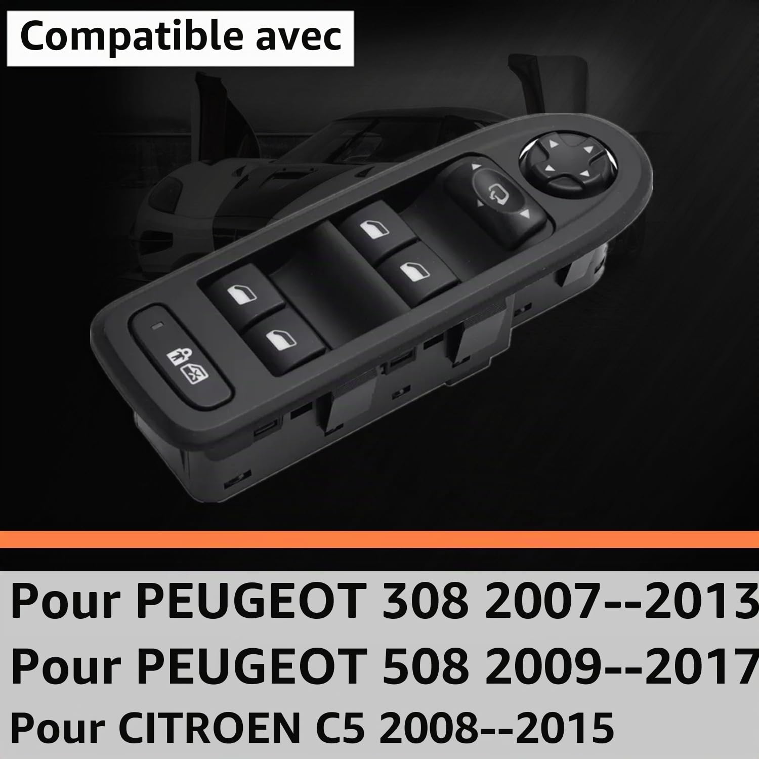 32 broches Pliable électriquement Interrupteur de commande de lève-vitre pour Peugeot 308 2007-2013 508 Citroën C 96644917XT 96659465ZD