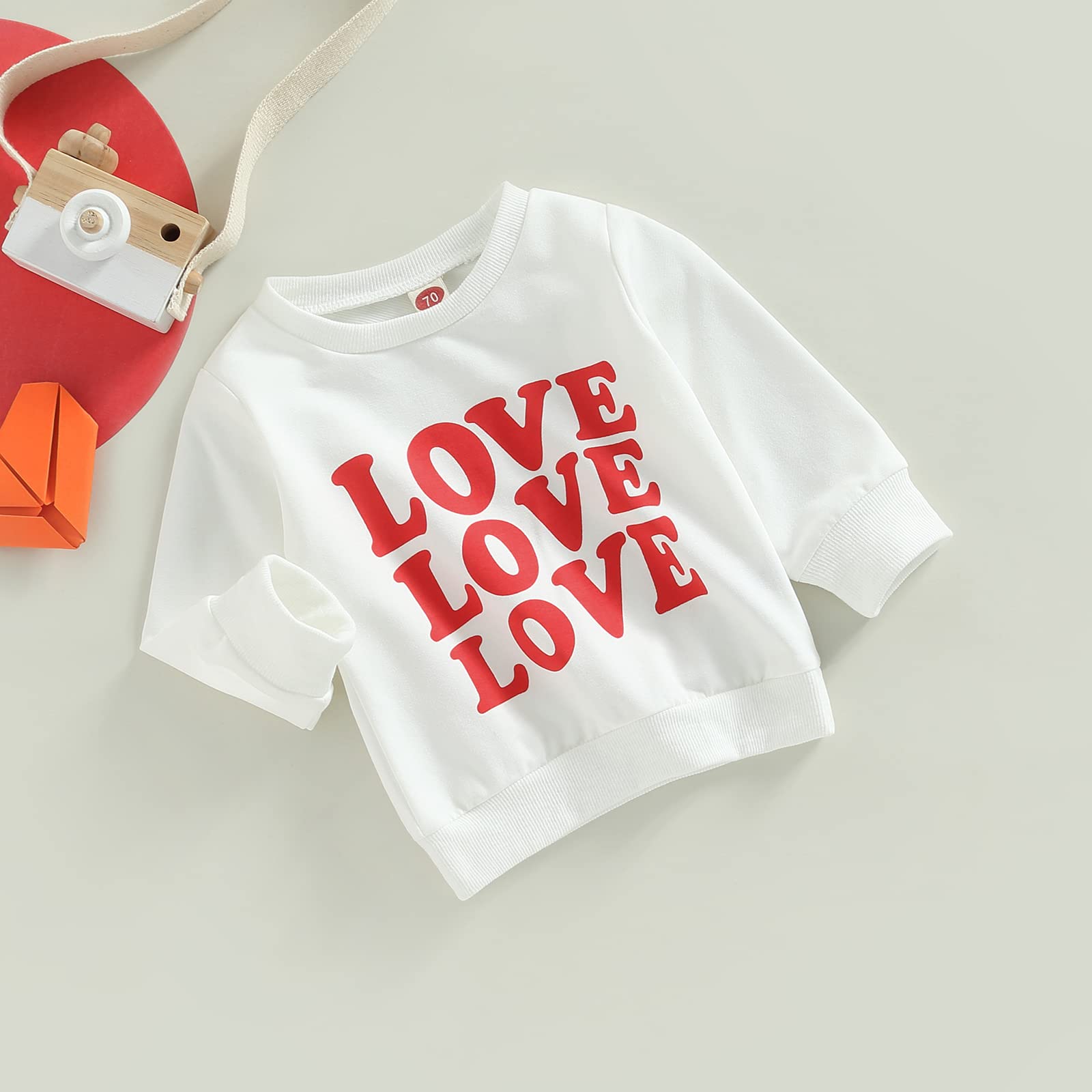 Toddler Baby Girl Boy Valentine's Day Sweatshirt Little Love Heart Pullover Tops Casual Unisex Baby Outfit (Love Letter, 6-12 Months)