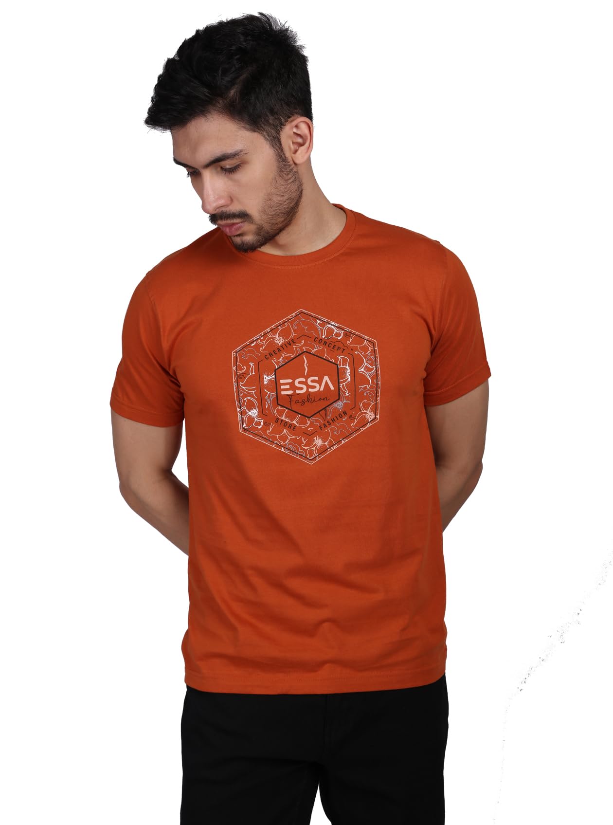 essa Men's Cotton Rich Half Sleeve Regular Fit Round Neck Printed Tshirt | Casual Stylish T-Shirt for Man | Perfect for Travel & Outing | Super Soft, Breathable Material-picture-22