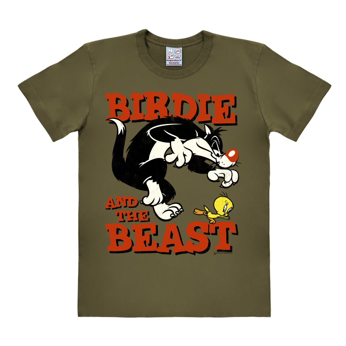 Logoshirt® Looney Tunes - Sylvester and Tweety - Birdie and The Beast I Print T-Shirt Men & Women I Green I Licensed Original Design, Size L