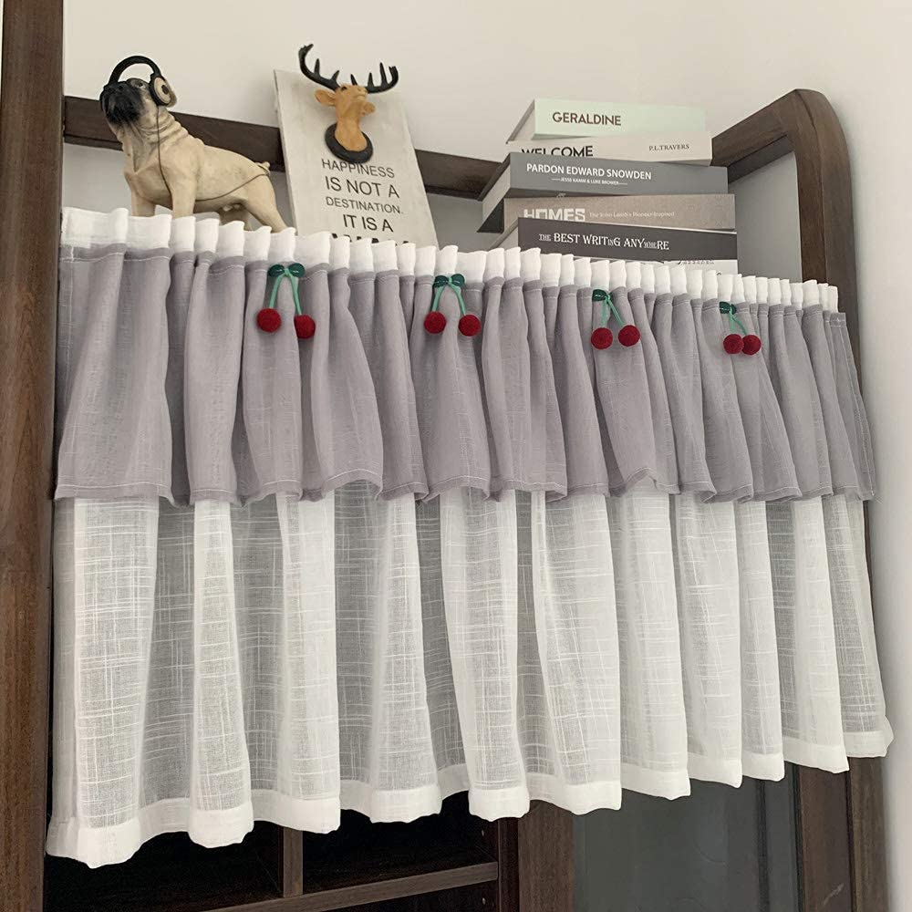 Cortinas cortas de cocina y cafetería en gris blanco para crear un ambiente acogedor y suave