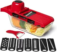 Cortador de Legumes Multifuncional 6 em 1 – Fatiador de Mandolim Profissional, Picador de Cebola, Ralador de Vegetais, Fatiador de Frutas, Utensílio de Cozinha em Aço Inox, Cortador Prático