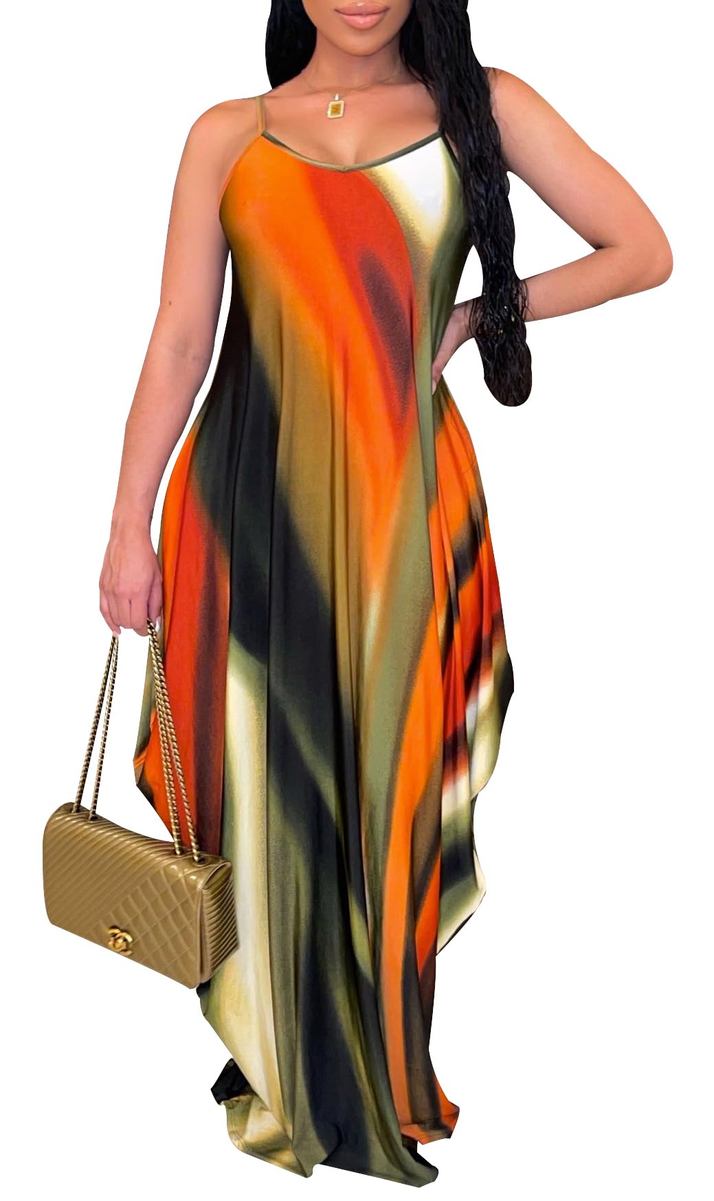 BessCopsSummer Maxi Dresses for Women 2025 Plus Size Sundresses Casual Fashion Sleeveless Loose Long Sexy Dress with Pockets