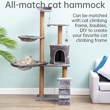Soft Plush Cat Hammock Suitable for DIY Cat Climbing Frame Cat Nest with Cat Tree Installation Hanging Thickened 2-Color Cat Spoon Hammock Suitable for Cat Rest (Gray)