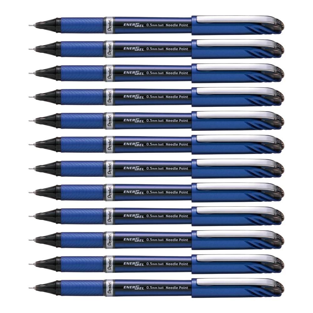 Pentel BLN25-​AX EnerGel Plus - Bolígrafo (punta de 0,​5 mm, 12 unidades), color negro