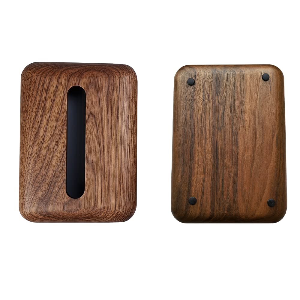 Durable High End Whole Piece Black Walnut Wood Tissue Box Cover Rectangle Holder Facial Tissue Dispenser Box
