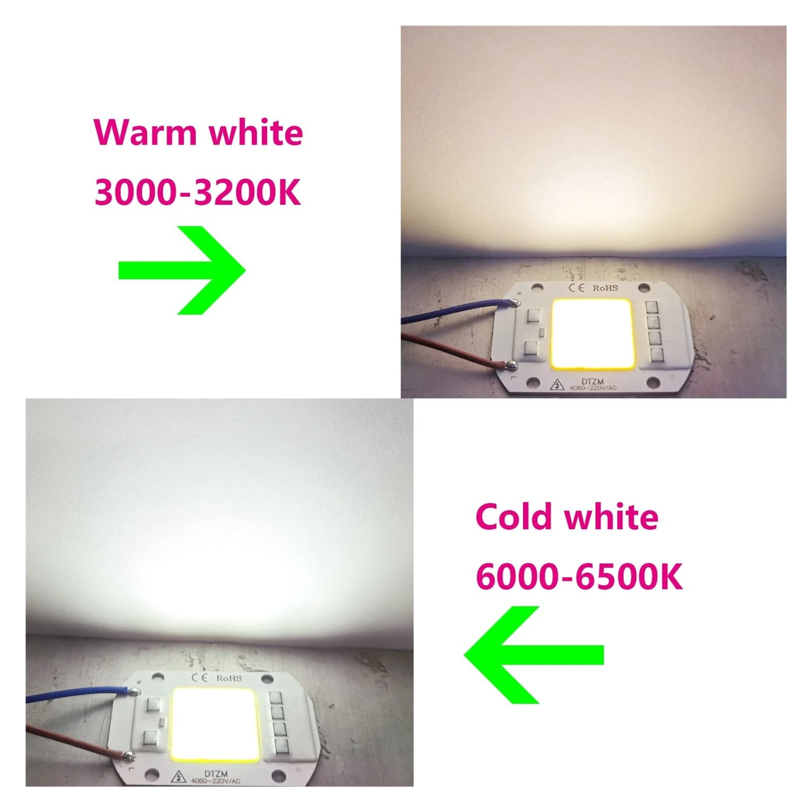 MAMA'S PEARL Chip LED COB de 220 V, 20 W, 30 W y 50 W, 10 unidades, IC inteligente, no requiere controlador, for focos de iluminación DIY.(Warm White 220V,30W)