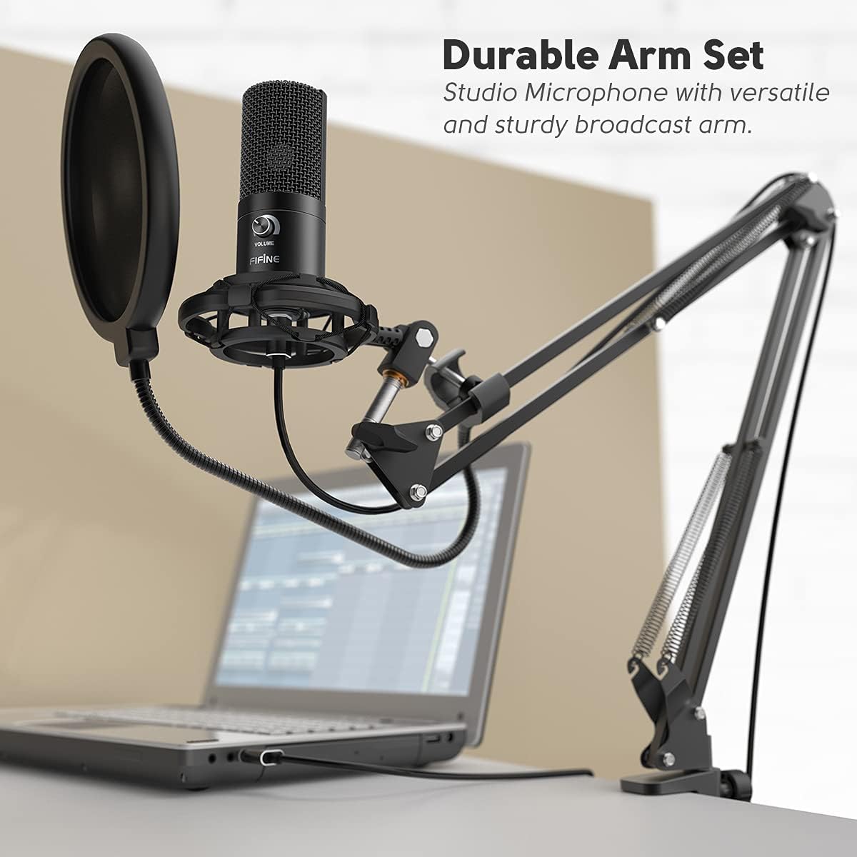 🔥 Hоt Dеаlѕ FIFINE Studio Condenser USB Microphone Computer PC Microphone Kit with Adjustable Scissor Arm Stand Shock Mount for Instruments Voice Overs Recording Podcasting YouTube Karaoke Gaming Streaming-T669
