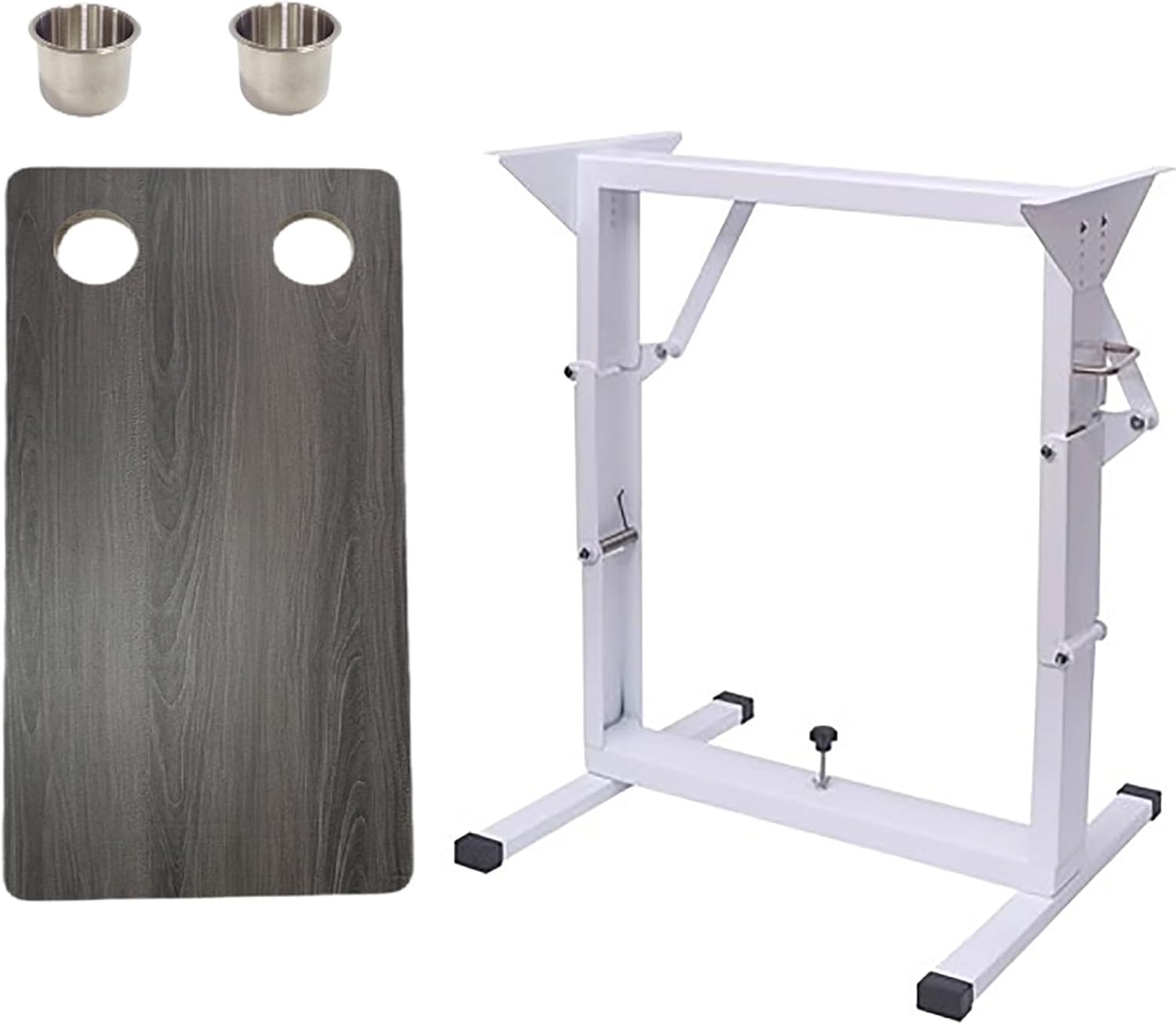 Adjustable Height Table Leg Set with 2 Cup Holders, for RV Marine Boat, Home Conversion, Outdoor Camping Picnic
