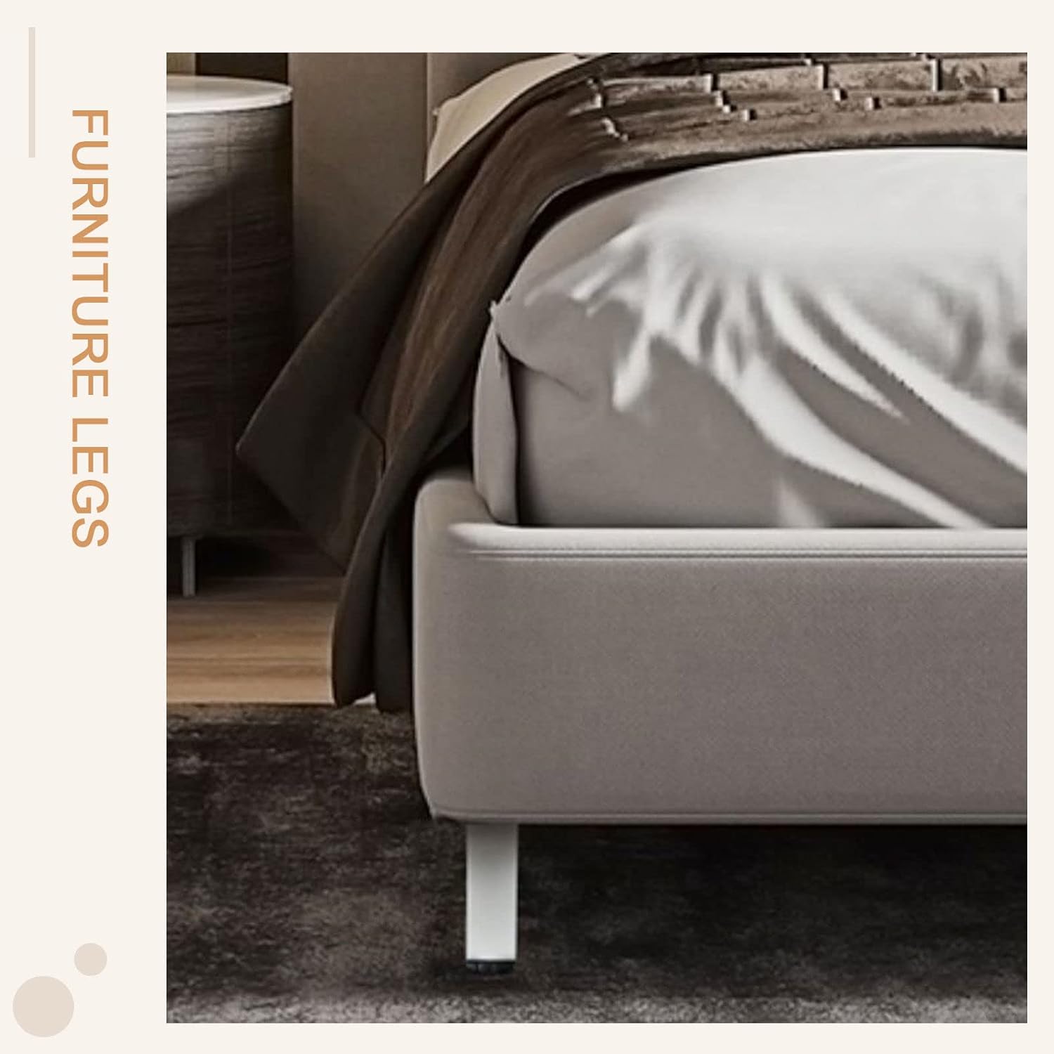 Gold Furniture Legs,4Pcs,Black Metal Legs,Replacement Furniture Legs,Round,Aluminum,Sofa Support Legs,Adjustable Legs,Design Furniture Legs(Silver),Silver-12cm/5in