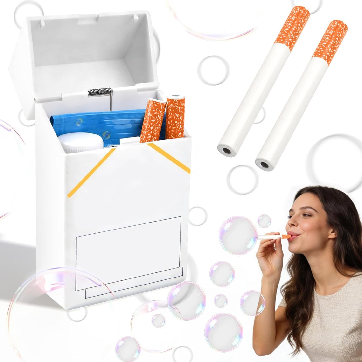 Seifenblasen Zigaretten-Spielzeug, Zigaretten-Seifenblasen Toy Stressabbau Erwachsene, Mini-Seifenblasenbläser mit Flüssigkeit Spielzeug, Spaß Erwachsene Party Streich Zubehör für Partys und soziale