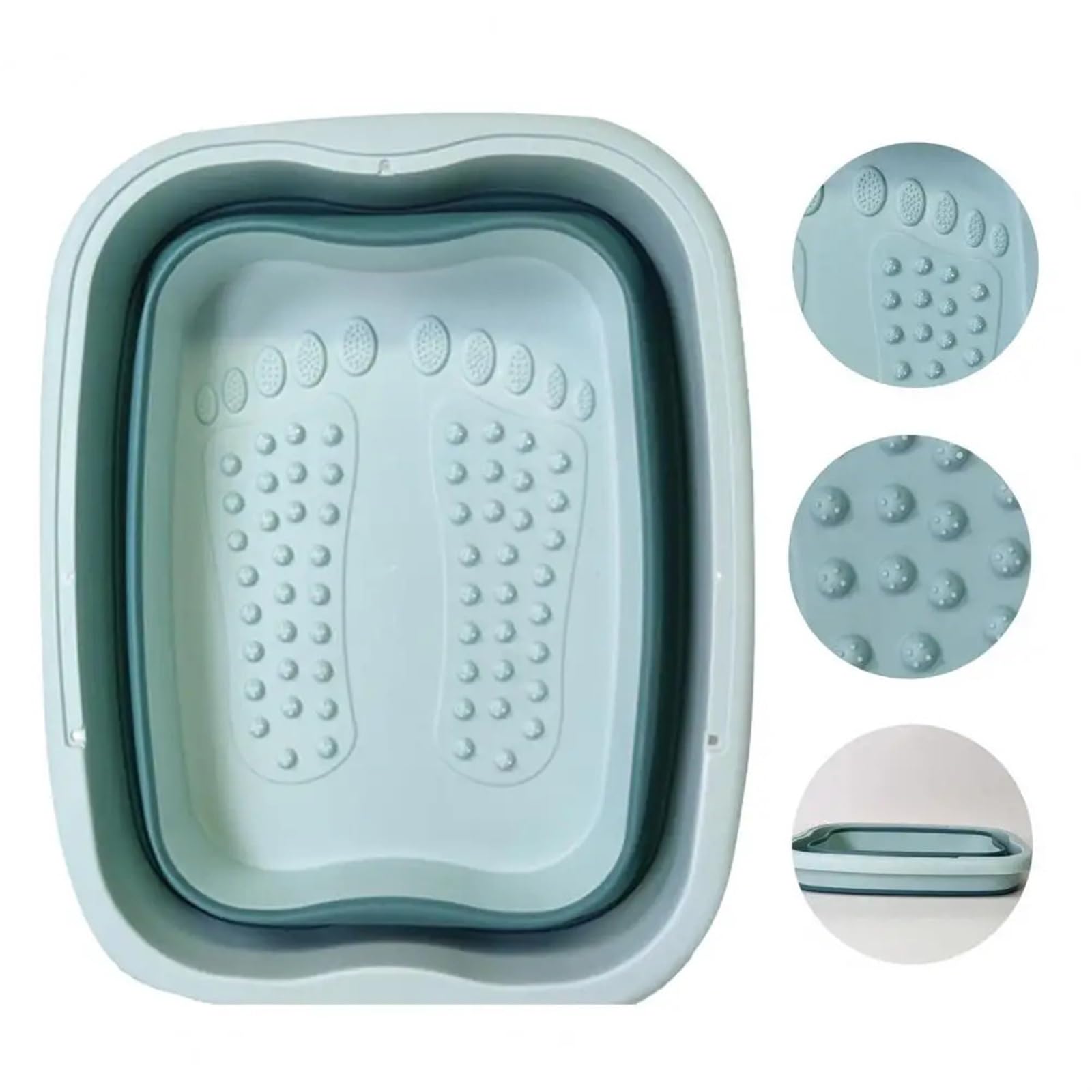 Cubo Plegable Para Remojo De Pies Cubo plegable for remojo de pies, lavabo baño for , plástico portátil for Camping, cocina, fruta, exterior, 2 uds(Grey)