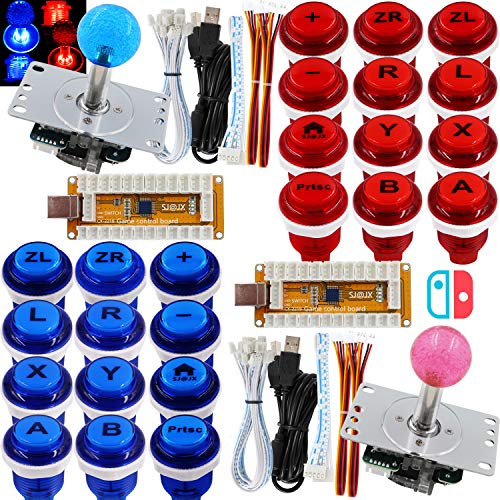SJ@JX Arcade Game LED Controller Lamp USB Encoder 2 Player Gamepad Cherry MX Microswitch Light Button 8way LED Joystick for Nintendo Switch PC PS3 Retropie Raspberry Pi MAME