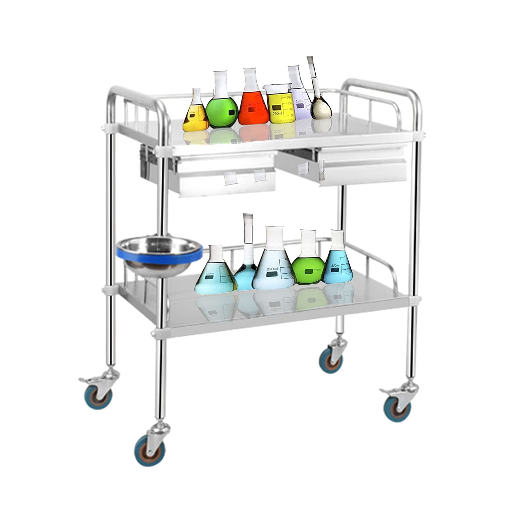 Buy Stainles Steel Lab Carts,Utility Cart 2Tier Medical Cart With