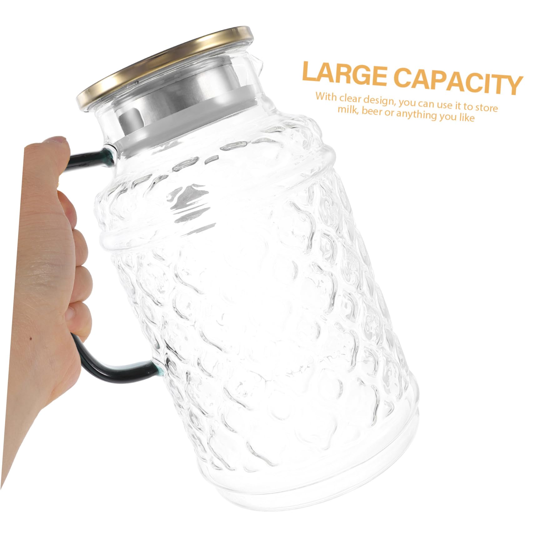 VALICLUD Jarra de Agua de Vidrio con Tapa de Madera 1,7 L Vidrio Grueso Resistente para Bebidas Frías y Calientes Uso Doméstico Familiar