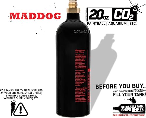 Miniatura 6 de Maddog - Tanque de paintball de aluminio CO2 recargable, 20 onzas