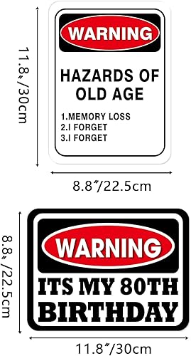 Miniatura 2 de WERNNSAI Decoraciones de cumpleaños 80 – 9 piezas de decoración de fiesta de la zona vieja de los años 80, divertido cartel de patio para abuela,