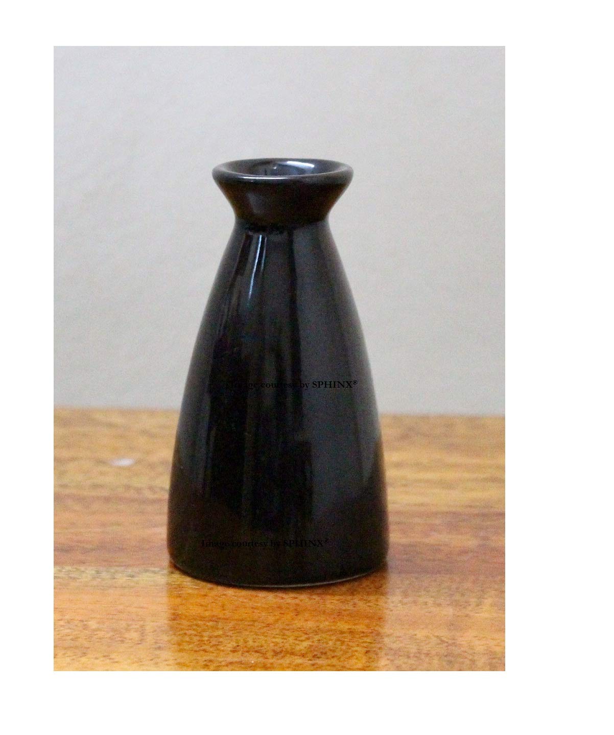 SPHINX Tiny Stoneware Ceramic Vase/Diffuser Pot capacity 50 ml- 1 piece (Height: Approx. 9.3 cms/3.7 Inches)- Black