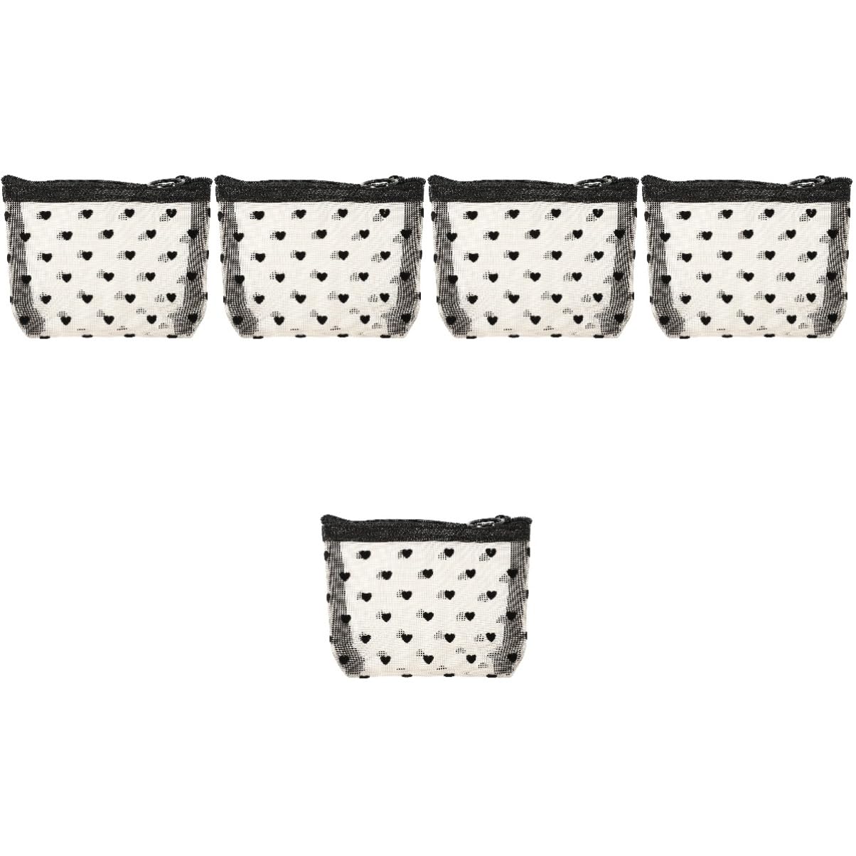 POPETPOP 5juegos Bolsas De Maquillaje Transparentes Organizadores De Viaje Portátiles Bolsa De Cosméticos Multifuncional para Viajes y Camping Puntos Negros
