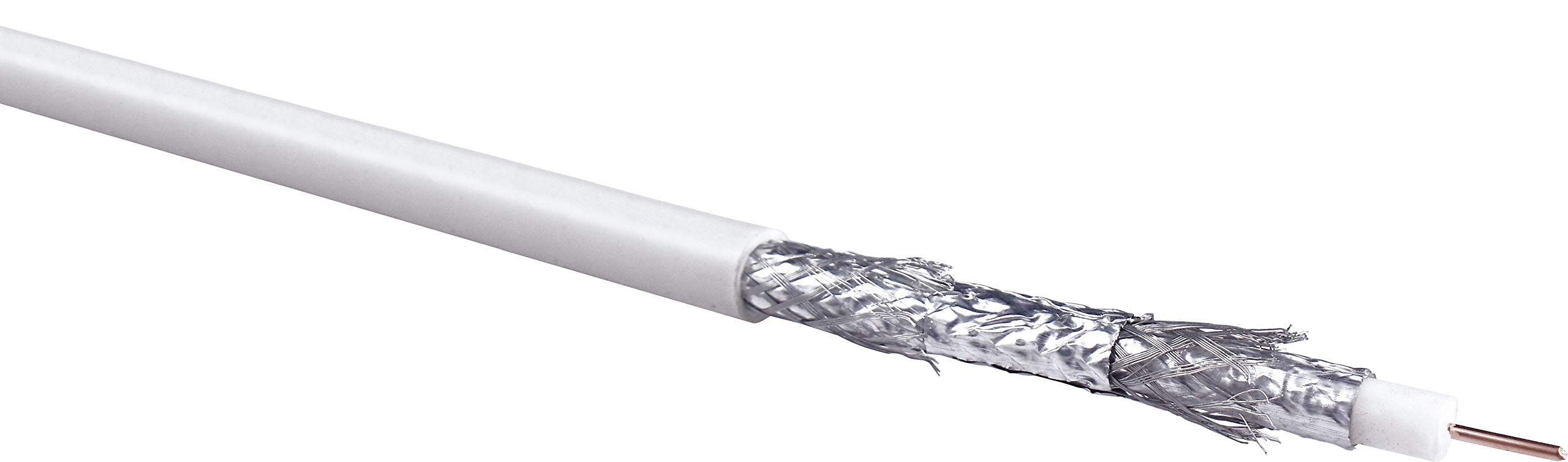 SCHWAIGER -KOX11550 052- SAT Coaxial Cable 50 m / 115 dB/High Shielding Rate / 4x Shielded/Satellite Cable/Unconvected / 7.3 mm/White - Image 2