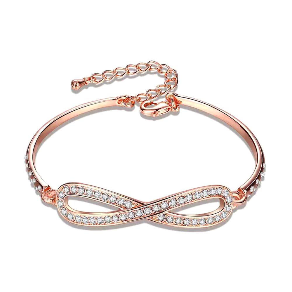 Valentine Gift By Shining Diva Crystal Charm 18k Gold Plated Bracelet for Women and Girls (Rose Gold) (9964b) (B07MBB1D1S) Amazon Price History, Amazon Price Tracker