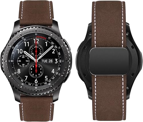 Miniatura 1 de MroTech Correa de reloj de cuero genuino de 0.866 in, compatible con Samsung Gear S3 FrontierClassicGalaxy Watch 1.811 in SM-R800Galaxy Watch 3
