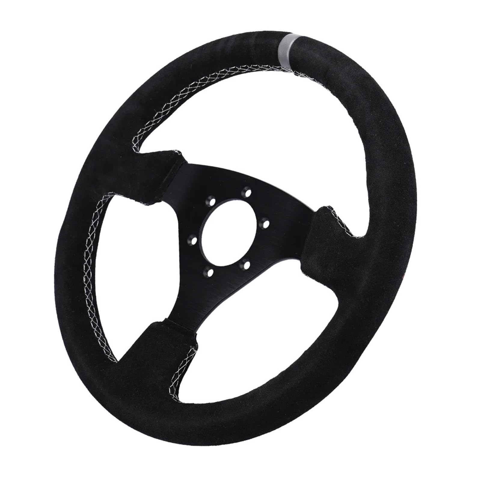 Volante da corsa Volante da 13" (330 mm) in pelle scamosciata nera con suture corsa piatto per corsa rallye