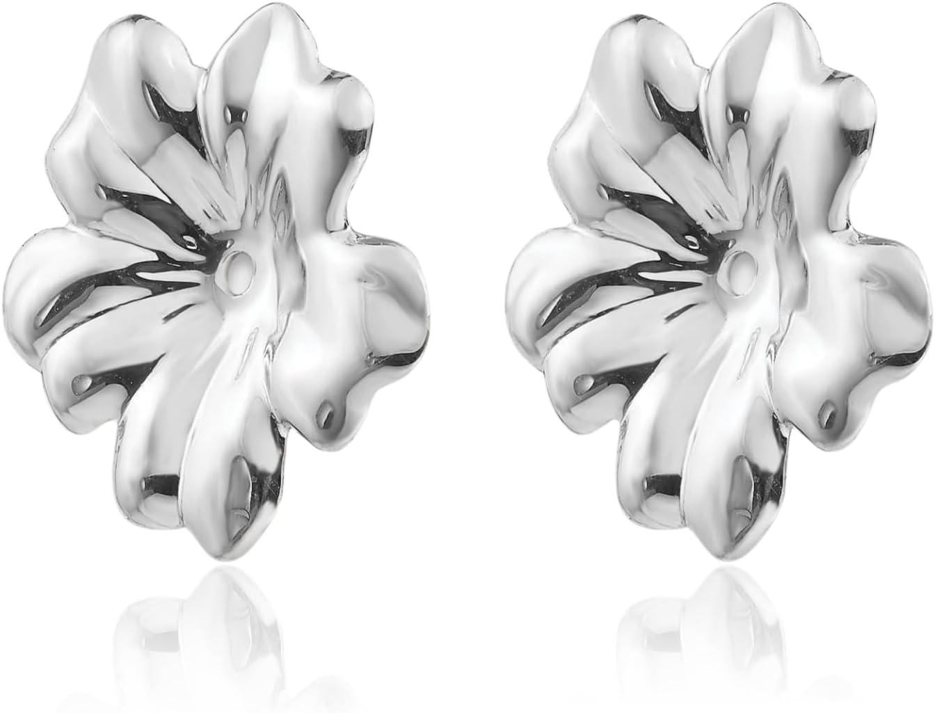 IceCarats 14K Solid White Gold Flower Earring Jackets 11mm 0.4 inch Polished For Her