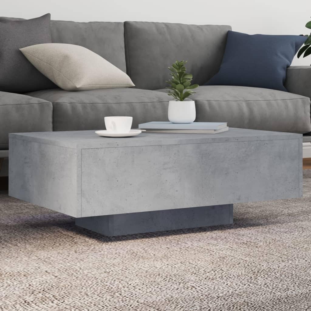 SXZenSpace LED Coffee Table Concrete Grey 85x55x31 cm, Modern Side with RGB Lighting, Engineered Wood Small for Living Room